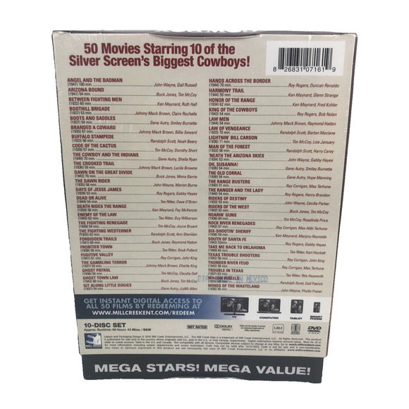 Cowboy Legends 50 Movie Collection DVD Set + Digital John Wayne Roy Rogers NEW - Picture 2 of 9